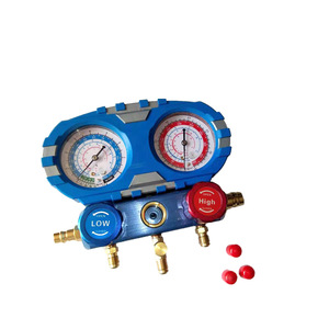 Dual <b>Gauge</b> Set Refrigerant Pressure <b>Gauge</b> Kit For Car Air Conditioning Shockproof <b>Threaded</b> Connection - Product Image 1