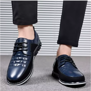 Men's Leather Oxfords Pointed Toe Lace-Up Dress <b>Shoes</b> with Cushioned Insole Rubber Sole for Office & Career Business Formal Wear - Product Image 4