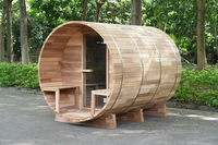 Sauna extérieur en cèdre rouge de style moderne, sec et humide, avec poêle à bois en option, sauna en forme de baril pour 2 personnes