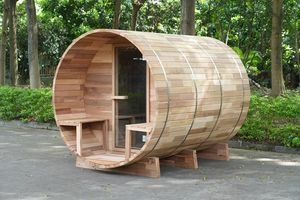 Sauna en cèdre rouge sec et humide de style moderne extérieur avec poêle à bois en option Sauna baril pour 2 personnes extérieur - Product Image 6