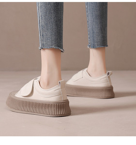 <span class=keywords><strong>Sneakers</strong></span> in Pelle <span class=keywords><strong>con</strong></span> <span class=keywords><strong>Velcro</strong></span> per Donne, Suola Spessa per Aumentare l'Altezza, Traspiranti, Leggere, <span class=keywords><strong>con</strong></span> Suola Morbida per Sport e Uso Quotidiano - Product Image 5