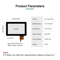 Pantalla Táctil Capacitiva de 4.3 Pulgadas, Impermeable, Estructura G+G, 5 Puntos de Contacto, con Interfaz I2C FT5346