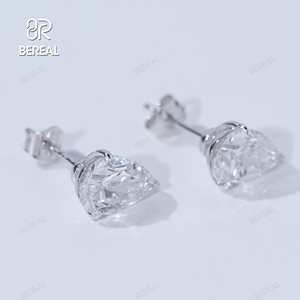 GIA ได้รับการรับรอง VVS ในแล็บต่างหูเพชรที่ปลูกตามสั่งสีขาวทอง925เงินลูกแพร์เครื่องประดับเพชรสำหรับผู้หญิง - Product Image 2
