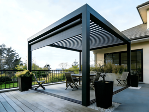Pergola de jardin électrique <span class=keywords><strong>6x3</strong></span> avec toit à lames motorisé en aluminium, gazebo extérieur en aluminium - Product Image 4