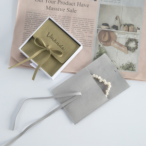 Vinknde Velvet Jewelry <b>Storage</b> Bag Square 8x8cm For Rings Necklaces Packaging Gift <b>Box</b> With Ribbon Bow - Product Image 4