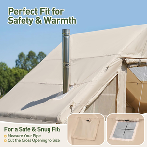 Carpa Inflable para Acampar, para 4/5 Personas, Grande, de una Sola Capa, de Lona de Algodón, con Ventilación por <span class=keywords><strong>Chimenea</strong></span>, Instalación Rápida, Puertas Dobles, Bomba de Aire, Impermeable 3 - Product Image 3