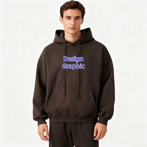 TKAN186D Hombres Oversize casual 100% algodón color sólido bordado logo manga larga con sombreros y bolsillos Sudadera con capucha - Product Image 1