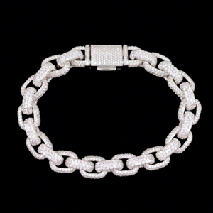 Bijoux fins Bracelet de style corde de 10 mm Argent S925 Moissanite VVS Bracelet cubain serti de diamants pour hommes et femmes - Product Image 1