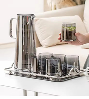 Carafe filtrante à eau de style nordique résistante aux hautes températures pour la maison et la cuisine, théière en verre avec couvercle et ensemble de tasses