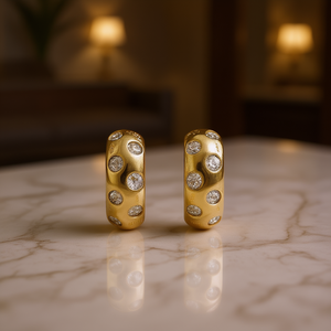 Orecchini a Cerchio E2925 in Oro con Cristalli e Strass, Gioielli di Lusso da Donna per Uso Quotidiano - Product Image 2