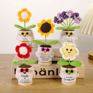 Adornos de Flores Suculentas Hechos a Mano con Ganchillo, Decoraciones Creativas para Escritorio, Hechos en China, para Uso en Interiores, Regalo Encantador - Product Image 1