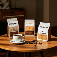 Gousset latéral imprimé de logo personnalisé sacs de café recyclés refermables sac de café en feuille d'aluminium 250g 500g sac d'emballage de grains de café
