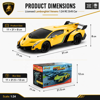 Voiture de drift Lamborghini RC à l'échelle 1/24, voiture RC grandeur nature avec lumières, voiture de course télécommandée, voiture RC électrique radiocommandée, modèle de jouet