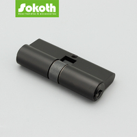 Sokoth Cylindre de porte à double ouverture noir mat chromé brillant 70 mm en aluminium ANSI Grade 2 Garantie 5 ans Style moderne 5