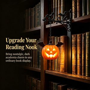 Mini Bookshelf Lamp Vintage Led Hanging Lantern With Bookends For Library Decor <b>Wireless</b> Book Nook <b>Light</b> Black Shade - Product Image 2