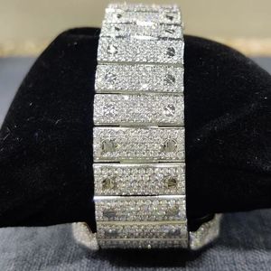 Sky Numericals Montre-bracelet glacée de style Hip Hop pour hommes Cadran en verre plaqué diamant Montre à bande de fenêtre Boîtier en acier inoxydable Carré - Product Image 3