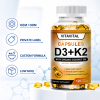 Gélules de Vitamine D3 K2 Naturelle, 60 unités, pour le Soutien Osseux et Immunitaire des Adultes, Marque Privée OEM