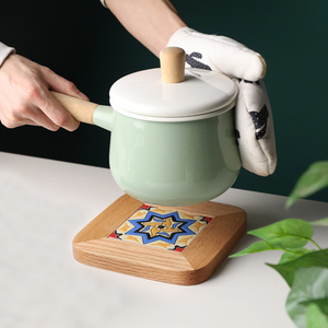 Posavasos Cuadrado de Porcelana con Diseño de Madera de Acacia, Alfombrilla Aislante de Calor para Ollas y Platos Calientes de Cocina - Product Image 5
