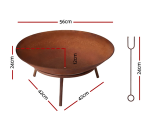 Brasero de Jardín para Exteriores, de Acero Corten o Negro, para Leña, con Recipiente para Fuego - Product Image 3