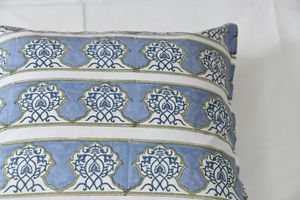 Blue Hand Block Printed Cotton <b>Cushion</b> <b>Covers</b>.Size 18*18 inch Wholesale Popular Luxurious Decorative Pillow <b>Covers</b> Bulk Product - Product Image 3