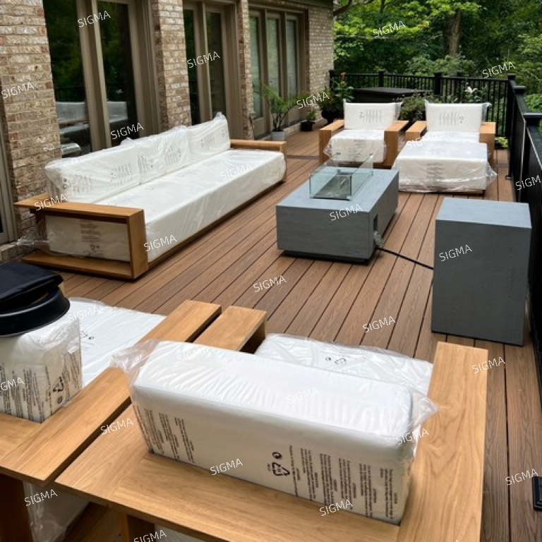 Factory Hot Selling Outdoor Teak Sofa Villa Hotel Terrace Solid Wood Seat Garden Lounge Leisure Sofa Set