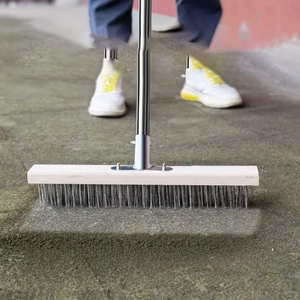 ไม้กวาดลวดพร้อมขนแปรงขัดผิวด้วยแปรงขัดพื้นระเบียงโรงรถคอนกรีตด้ามจับยาว - Product Image 2