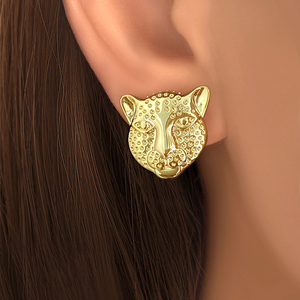 <b>Earrings</b> Wholesale Bulk Animal Jewelry Studs 18K Gold Plated <b>Cute</b> Leopard <b>Earrings</b> for Women - Product Image 2