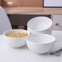 Bol en céramique blanche classique, personnalisé, durable, de forme ronde, lot de 4, bol en céramique pour le riz, les fruits, pour la maison