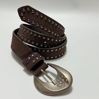 Ceinture cloutée JULUN – Ceintures de créateur personnalisées en faux daim avec rivets, boucle florale antique, accessoire de taille vintage style western