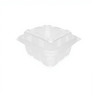 กล่องพลาสติก PET แบบมีบานพับ ใส ขนาด 375 มล. / 12 ออนซ์ สำหรับใส่ขนมเค้ก ขายส่ง - Product Image 1
