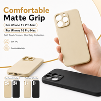 Casing HP Anti-Slip Matte Soft Touch Kustomisasi Pabrik untuk iPhone 16 15 Pro Max, Pelindung TPU Tipis