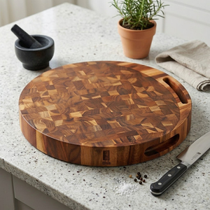 Planche à découper ronde en bois de manguier Hale Timeless Kitchenware, multifonctionnelle, lavable au lave-vaisselle, faite à la main, écologique - Product Image 1