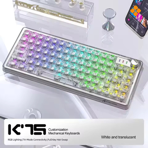 Teclado Mecánico Inalámbrico, Tres Modos de Conexión BT, Junta Transparente, Conexión por Cable, Teclado para Juegos Electrónicos - Product Image 5