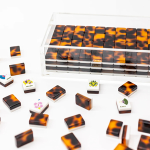Juego de Mahjong con Estampado de Leopardo y Tortuga, Novedad 2026 |   Azulejos de Lujo de Doble Capa con Grabado |   160 azulejos para regalos exclusivos - Product Image 2