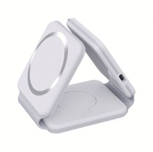แท่นชาร์จไร้สายแม่เหล็กพับได้ 15w 3 in 1 สำหรับ iPhone 16 15 14 13 12 Pro Max สำหรับ Iwatch สำหรับ airpods - Product Image 1