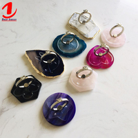 Support de téléphone pour doigt Oneby Jewelry, en métal doré et agate, pliable, style tendance, qualité excellente, 40-70mm, lot en vrac