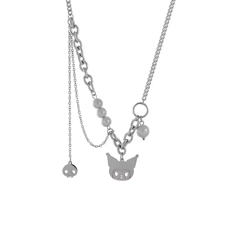 Neue Hot Sale Mode Katze reflektierende Perlen Titan Stahl Katze Armband Anime Halskette personal isierte Hip Hop Katze Halskette