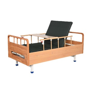 Wooden Nursing <b>Bed</b> For Seniors Manual Adjustable Hospital <b>Bed</b> With <b>Side</b> <b>Rails</b> And Tray Table Multi Functional Elder Care <b>Bed</b> - Product Image 1