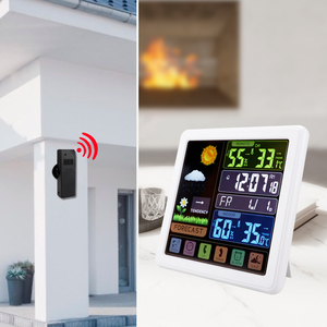 Hiện đại kỹ thuật số trang trí nội thất <span class=keywords><strong>LCD</strong></span> Màu màn hình Trạm thời tiết đồng hồ với Dự báo thời tiết và chức năng không dây - Product Image 5