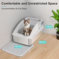 Grande litière rectangulaire pour chat en acier inoxydable écologique à bords hauts 20L, accessoire de toilette manuel Younihao pour animaux de compagnie