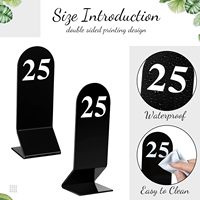 Ensemble de 25 cartes de numéros de table en acrylique double face 1-25 2.36x6.3 pouces Numéros de table de tente noirs Mariages Restaurants Cafés
