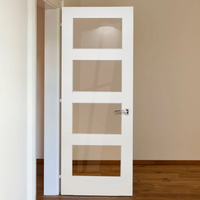 Porte contemporaine moderne en MDF et verre, finition laquée blanche, avec quincaillerie Hafele, pour appartement, villa, hôtel