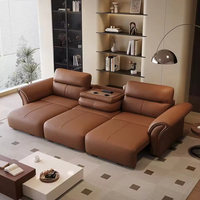 Hochwertiges Multifunktionales Modernes Wohnzimmer Chesterfield L-förmiges Ledersofa-Bett Dreisitzer Elektrisches Sofabett-Set für Zuhause