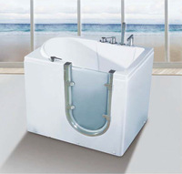 Baignoire de massage en acrylique avec porte latérale et jets pour personnes âgées et handicapées