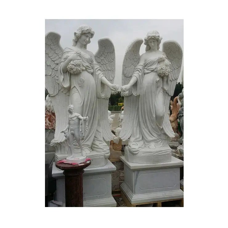 屋外大理石石等身大天使像置物販売、天使大きな像彫刻