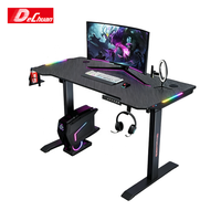 Nouveau bureau debout réglable en hauteur, table mobile à double pied, bureaux d'ordinateur pour jeux avec éclairage RVB