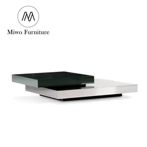 modern Stainless Steel multifunction rotating end table Mirror square Italian marble designer coffee table
