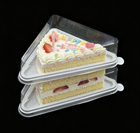 Emballage pour tranches de gâteau, base en carton blanc, présentoir carré en PET transparent, contenants à emporter personnalisables, boîtes à gâteau jetables pour plats à emporter
