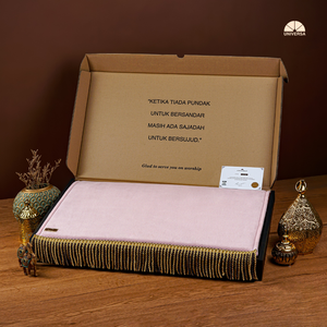 Alfombra de Oración Jumbo Peach XL, Hecha a Máquina, de Poliéster, con Espuma de Pelo Sintético Premium, 130x75cm, Alfombra Islámica con Detalles en Oro de 24K, para Viaje y Hogar - Product Image 5