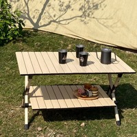 Table rectangulaire pliante double couche pour l'extérieur, portable, multifonctionnelle, pour camping, pique-nique, en alliage d'aluminium léger